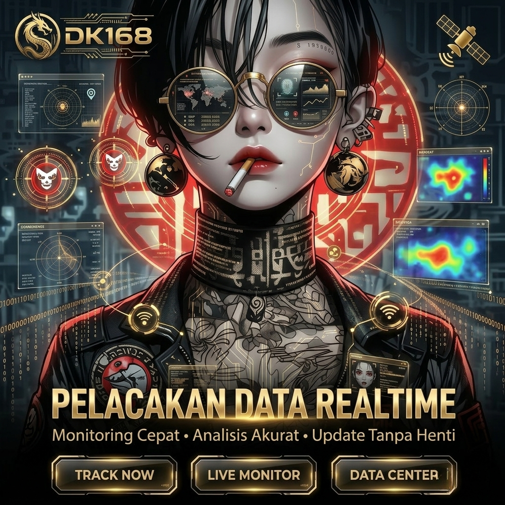 Operator data cyberpunk memantau sistem Pelacakan Data Realtime dengan dashboard sinkronisasi dinamis dan statistik akurat.