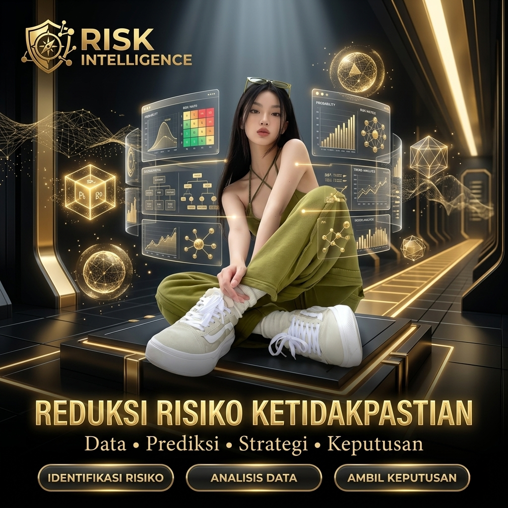 Seseorang menganalisis data validasi mesin di depan layar holografik untuk reduksi risiko ketidakpastian putaran.